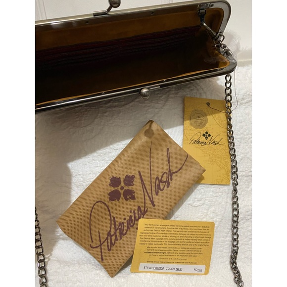 Patricia Nash•Potenaz Red Floral Tooled Kiss-lock Clutch•NWT - Picture 8 of 9